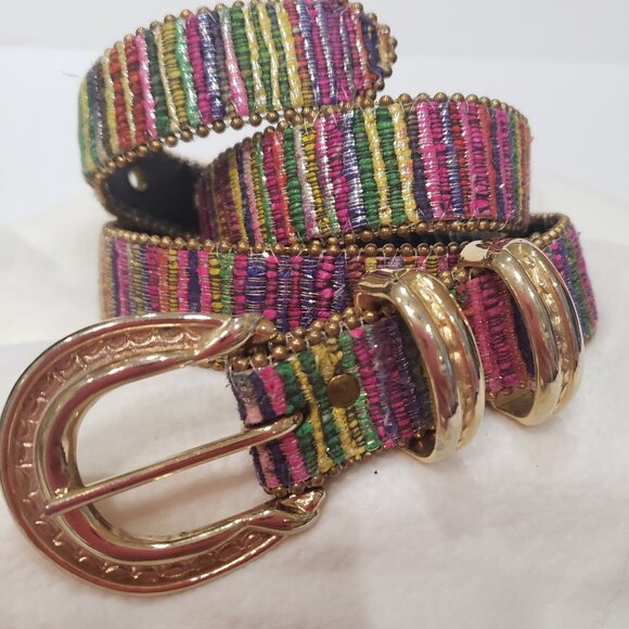Elite Fresno California Women's Belt Vintage Size M Textured Made in USA Woven - Picture 1 of 8